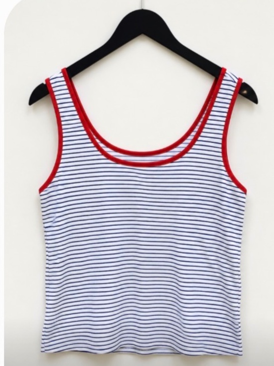 Unbranded Tops - Striped Red White & Blue Tank Top XL Stretch Patriotic Summer